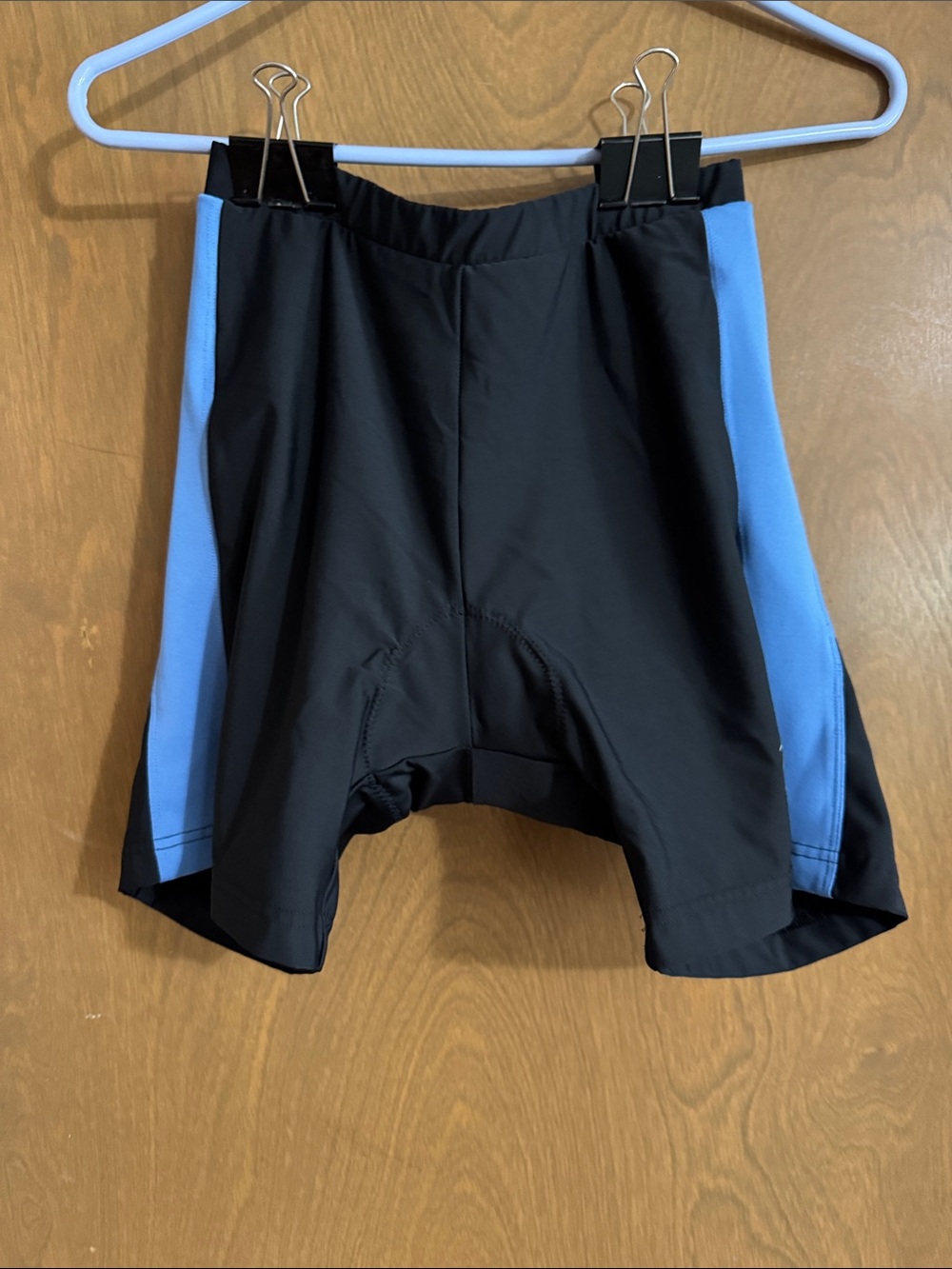Black Bike Shorts with Light Blue Side Panels — Women's Active Cycling Shorts